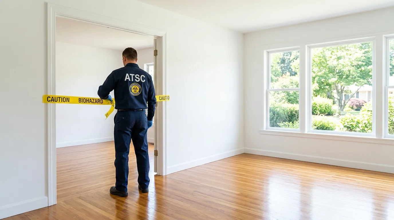 Certified biohazard cleanup crew performing Decomposition Cleanup in Candler-McAfee